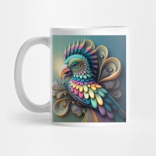 A Fractal Design in A Parrot Motif Mug